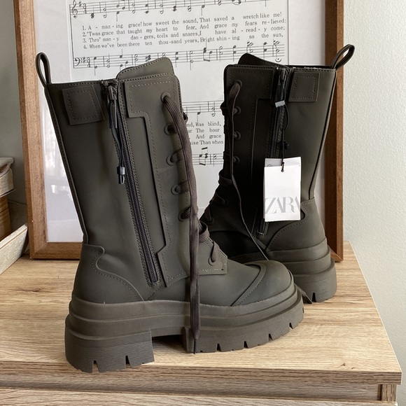 Zara Chunky Combat Boots NWT - Picture 5 of 13